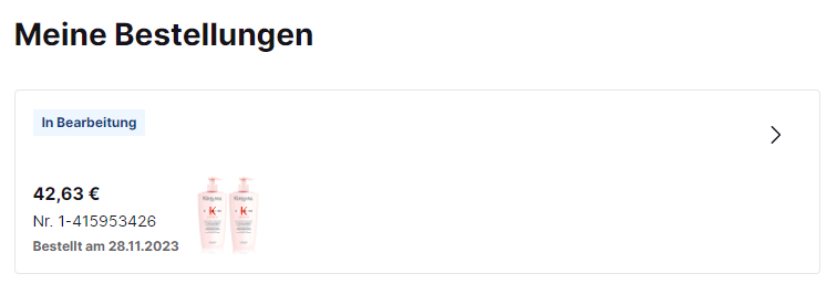 Bestellübersicht Aufrufen